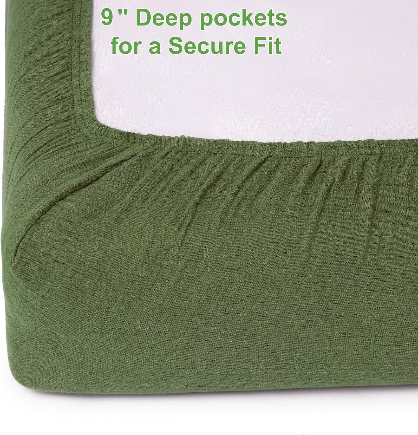 Muslin Fitted Crib Sheets for Girls & Boys-2 Pack 28"x 52" Soft Baby Mattress Sheet-No Slip Boho Neutral Breathable Toddler Cotton Bedding Olive Green & Beige