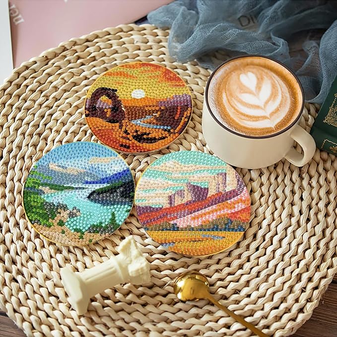 Clendo 8 Pcs National Park Diamond Art Coasters Kit
