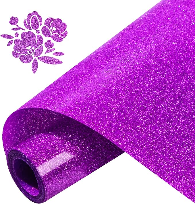 Glitter Heat Transfer Vinyl Rolls 12" x 5FT Dark Purple