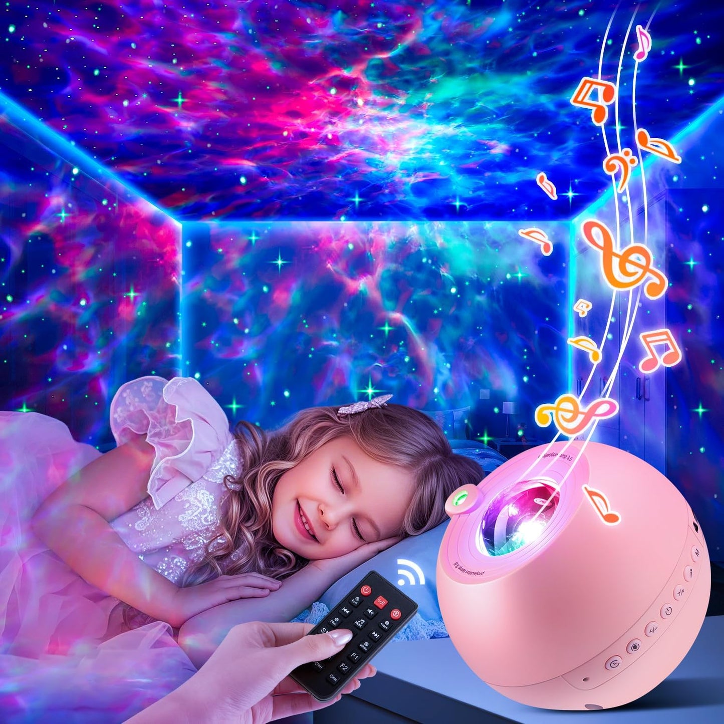 Galaxy Projector for Bedroom, 15 Colors Star Projector Galaxy Light Projector, Bluetooth Speaker Star Night Light Projector for Bedroom, 15 White Noise Nebula Projector, Remote Stars for Ceiling