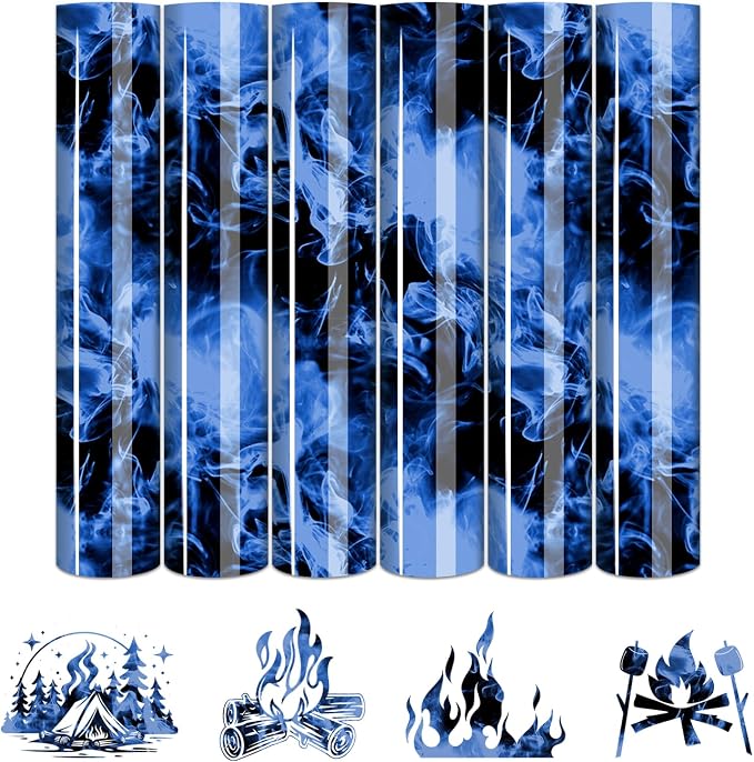 Tintnut Black Blue Flame Heat Transfer Vinyl, stretch washable, suitable