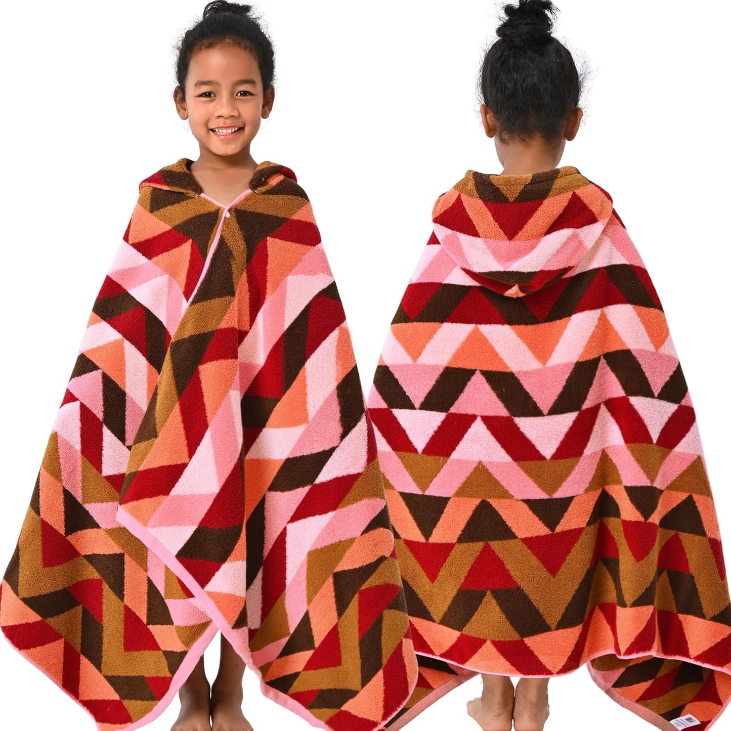 VOOVA & MOVAS Toddler Bath Towels (3-10Years) - Soft, Absorbent 100% Cotton Thick 500GSM Pool Towels,Perfect for Bath | Beach | Pool | Swim, Jacquard, Red