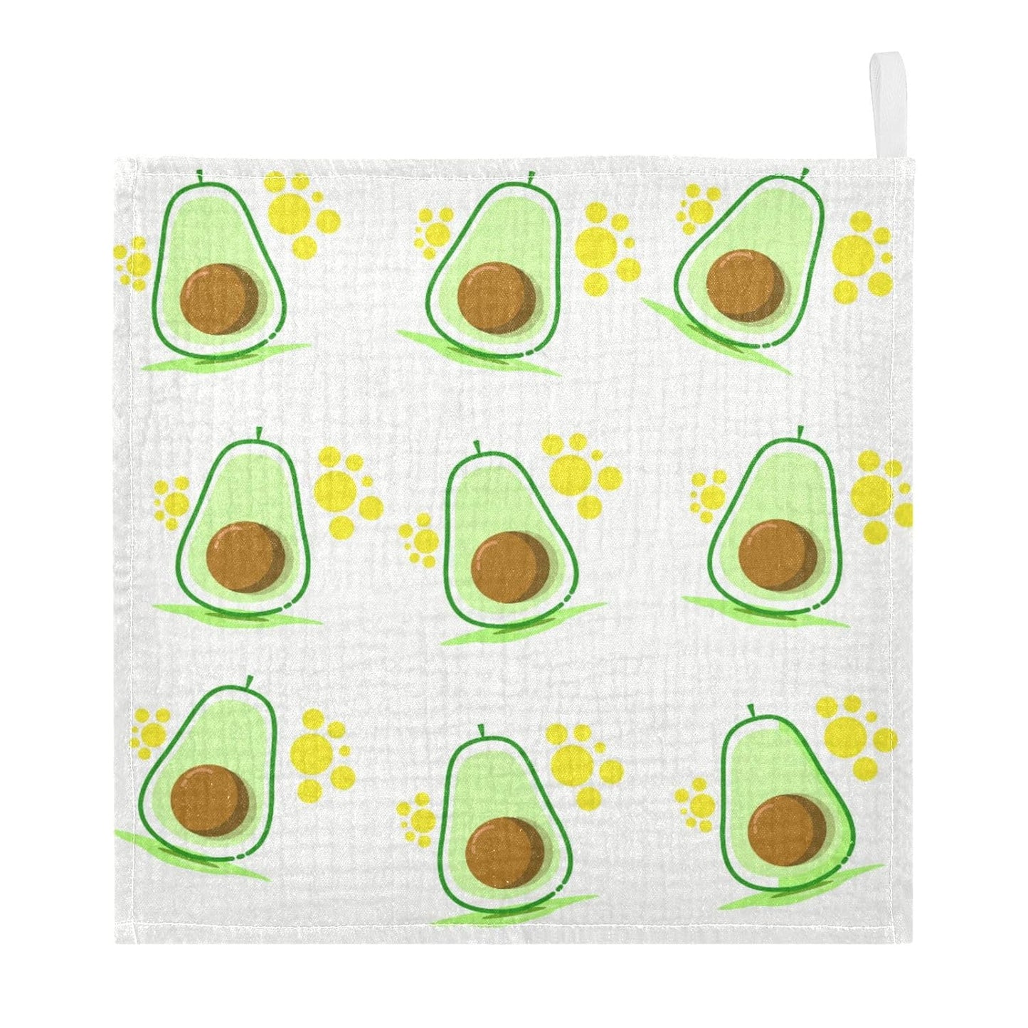 Green Fresh Avocado Baby Muslin Washcloths Paw Print Fruits Burp Cloths Soft Absorbent Baby Wash Cloth Fingertip Face Towels for Newborn Boys Girls 12 x 12 in, 3 Pack