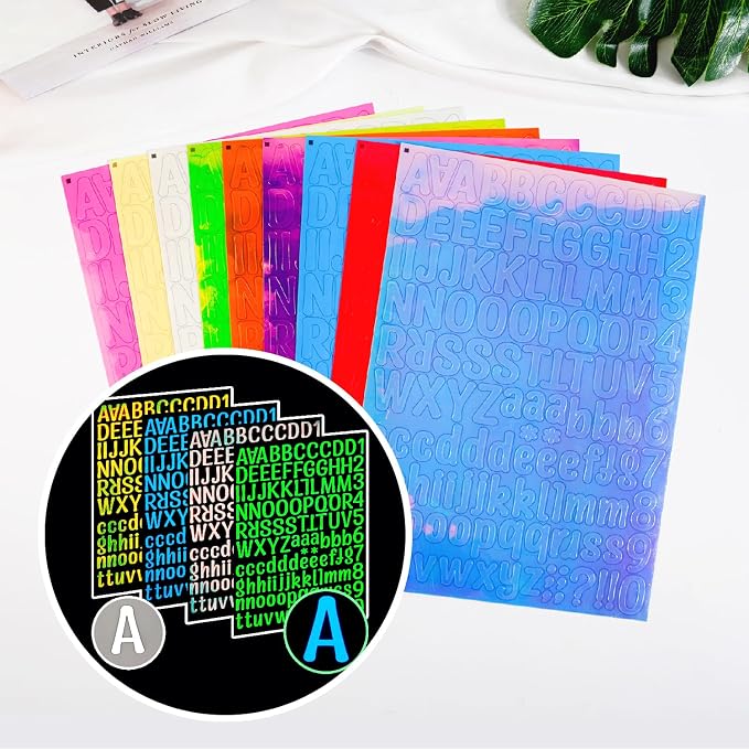 9 Sheets Glow in The Dark Letter & Numbers Stickers
