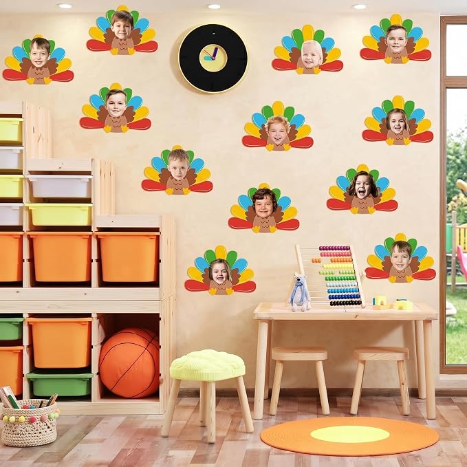 Gersoniel 72 Pcs Kid Fall Turkey Decor Autumn Cartoon Bulletin Board Cutout |