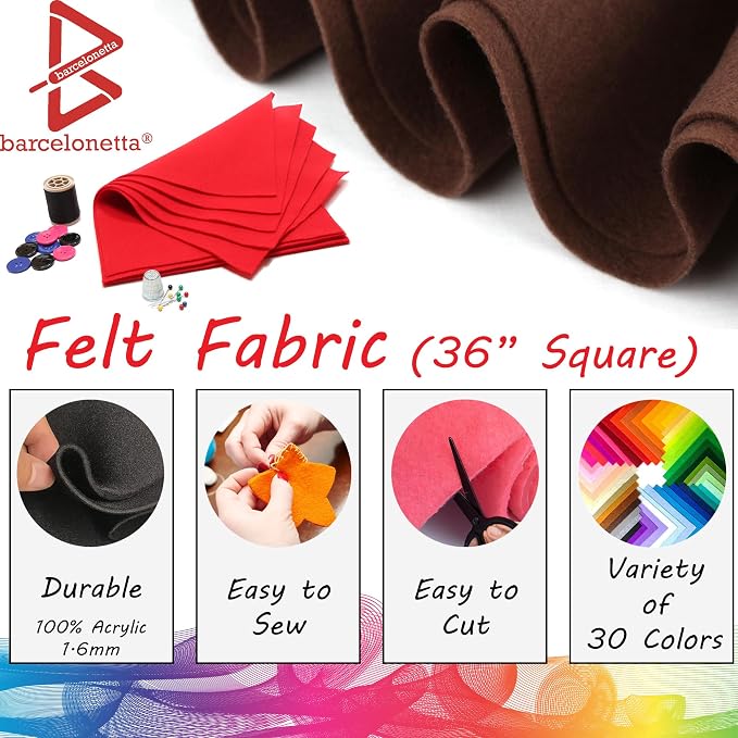 Barcelonetta | Felt Fabric | 36"X 36"Square | 1.6mm Thick | Acrylic & Soft |