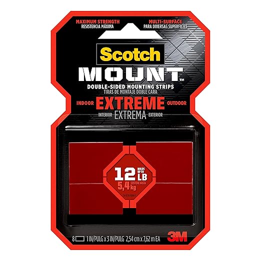 Scotch Extreme Mounting Strips, Double-Sided Heavy Duty Tape, 8 Strips