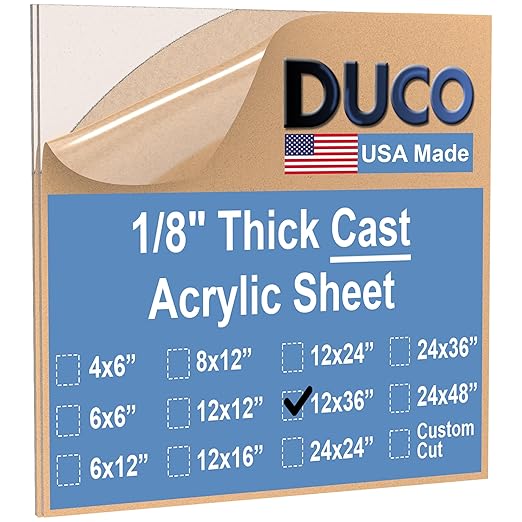 Duco Clear Cast Acrylic Sheets 1/8" Thick 12" x 36"