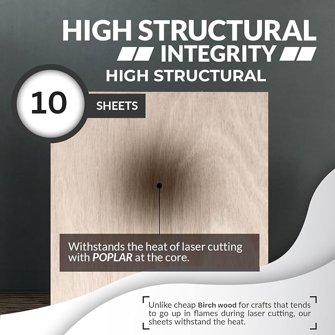 Baltic Birch Basswood Sheets 1/8'', Craft Wood 10 Pack