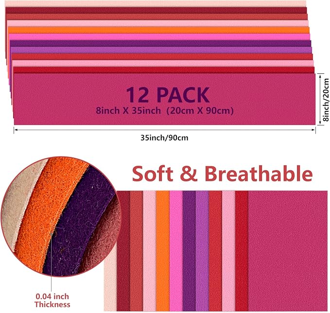 12 Rolls 8"x35" Large Stiff Felt Sheets, 1mm Felt Fabric Sheet