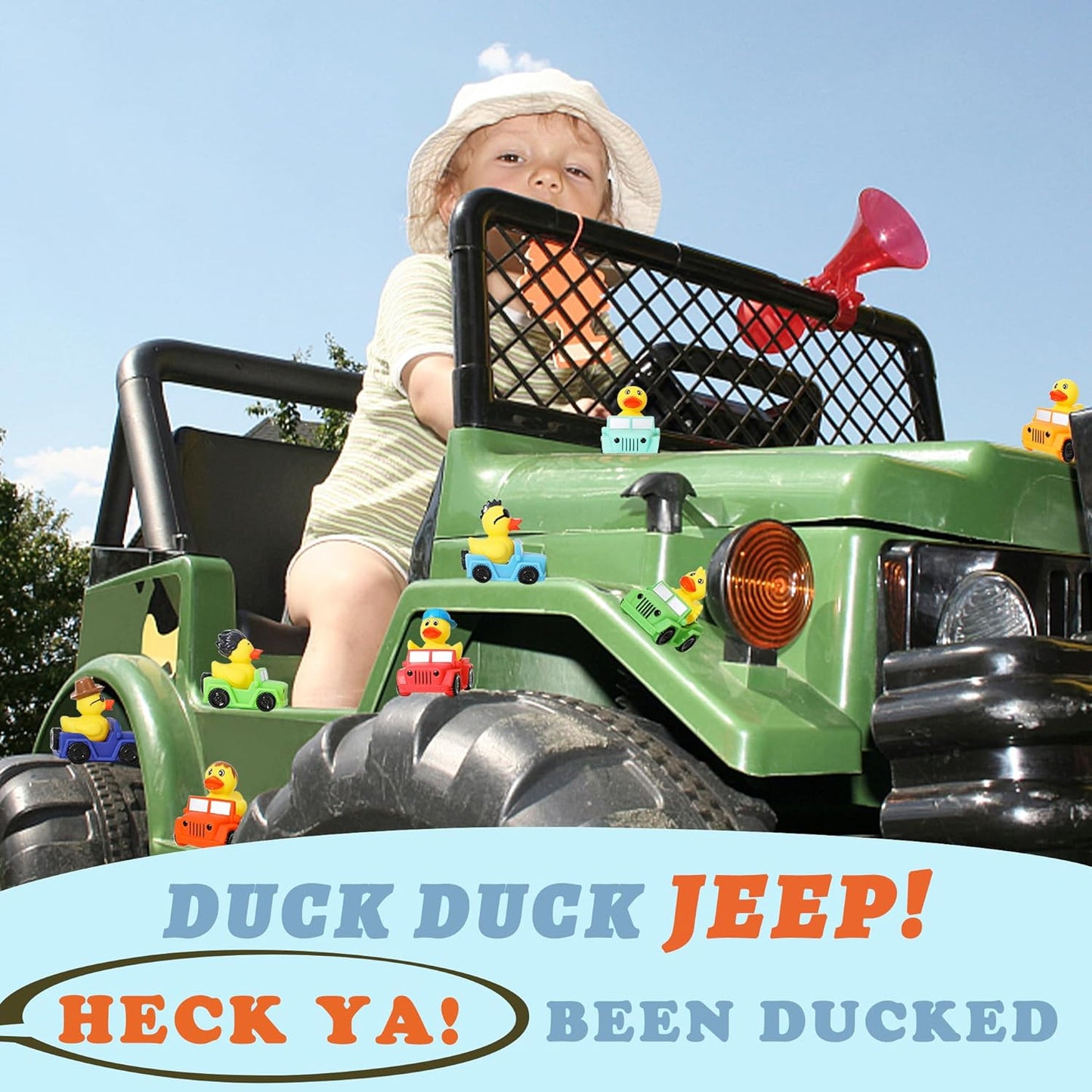 XY-WQ 16 Pack Rubber Duck for Jeeps Ducking - 3" Bulk Floater Duck for Kids - The Shape of a Vehicle - Baby Bath Toy Assortment - Party Favors, Birthdays, Bath Time, and More (8 Varieties)