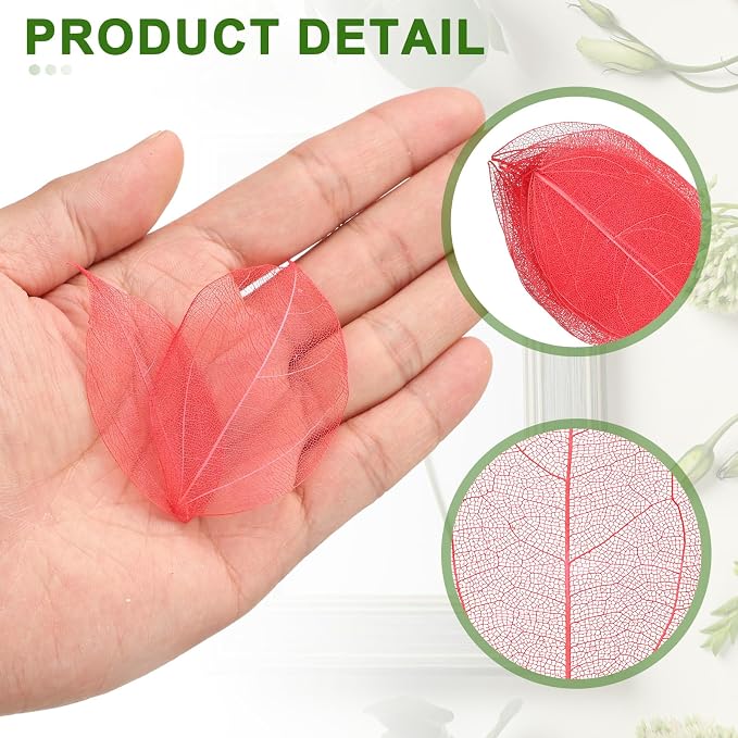 uxcell 100 Pcs Red Skeleton Leaves