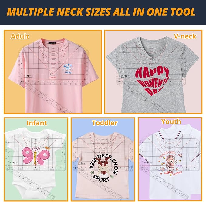 HTVRONT Tshirt Ruler Set for Heat Press, Vinyl Alignment, Center Design | For