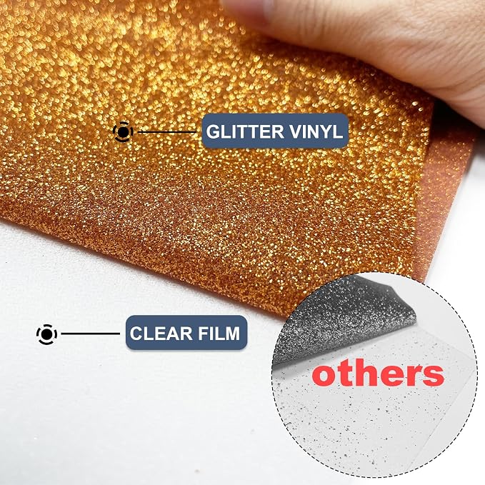 Orange Glitter Heat Transfer Vinyl 12" x 8 ft HTV
