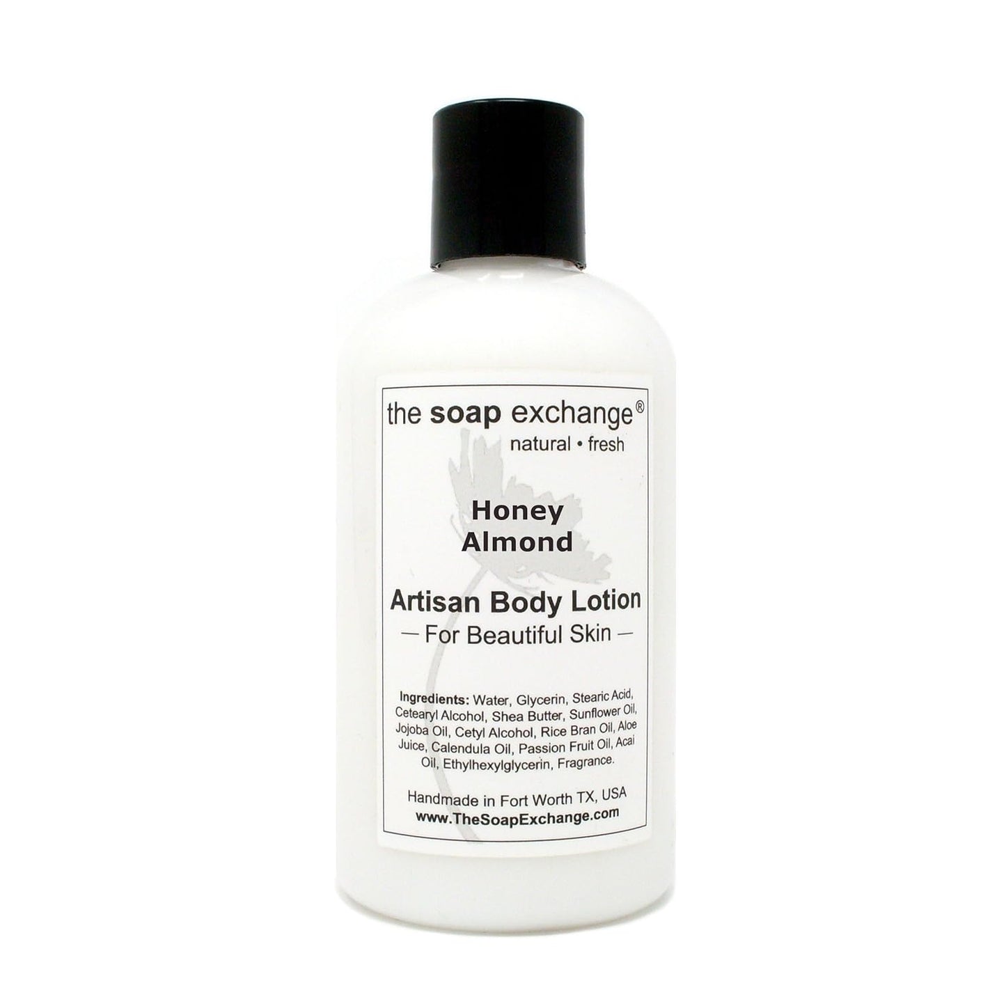 The Soap Exchange Body Lotion - Honey Almond Scent - Hand Crafted 8 fl oz / 240 ml Natural Artisan Skin Care for Hand, Face, & Body, Moisturize, Hydrate, & Protect. Made in the USA.
