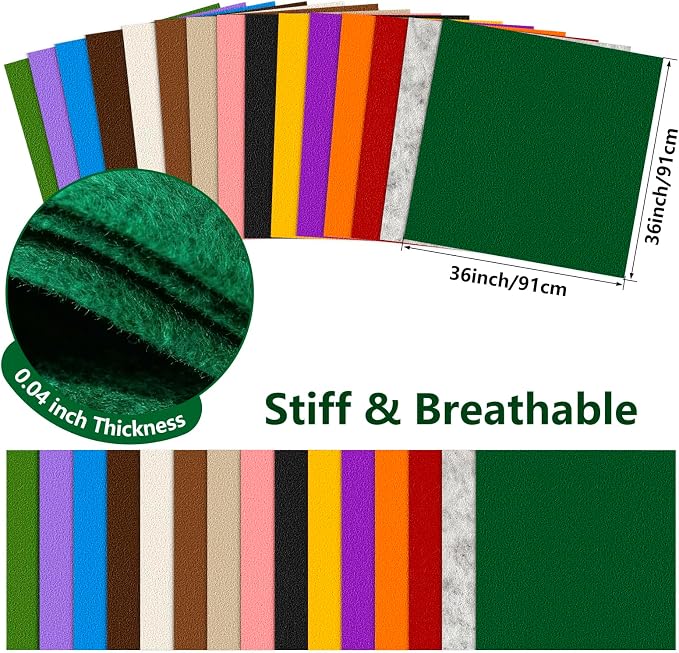 Felt Fabric 36'' X 36'' Large Felt Sheets Stiff Craft Felt by The Yard