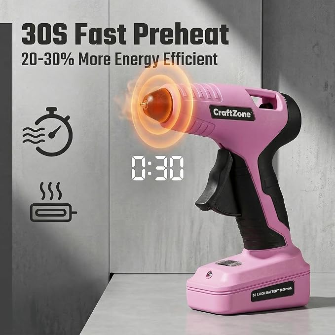 Cordless Hot Glue Gun | 8V Rechargeable Fast Preheating Glue Gun Kit