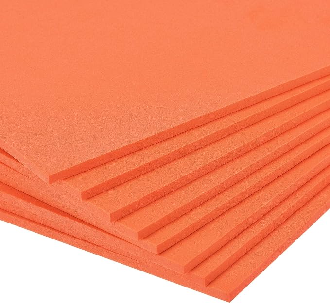 uxcell Orange EVA Foam Sheets 10 x 10 Inch 5mm Thickness