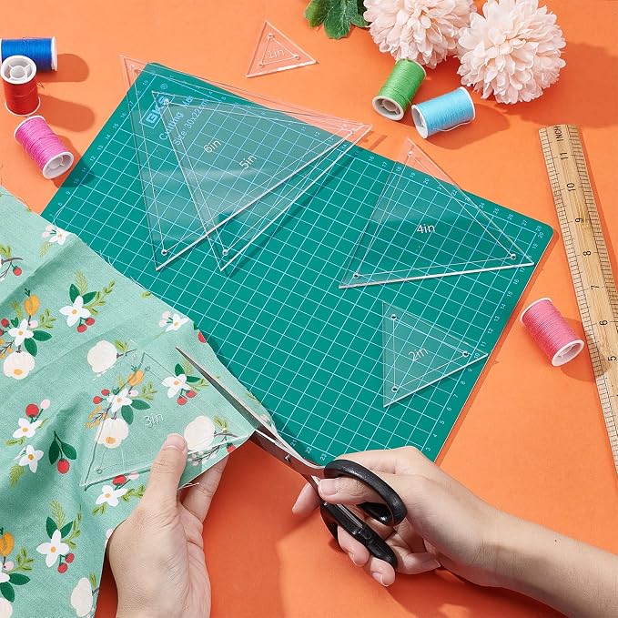 BENECREAT 6Pcs Free Motion Triangle Quilting Template Set, Acrylic Transparent