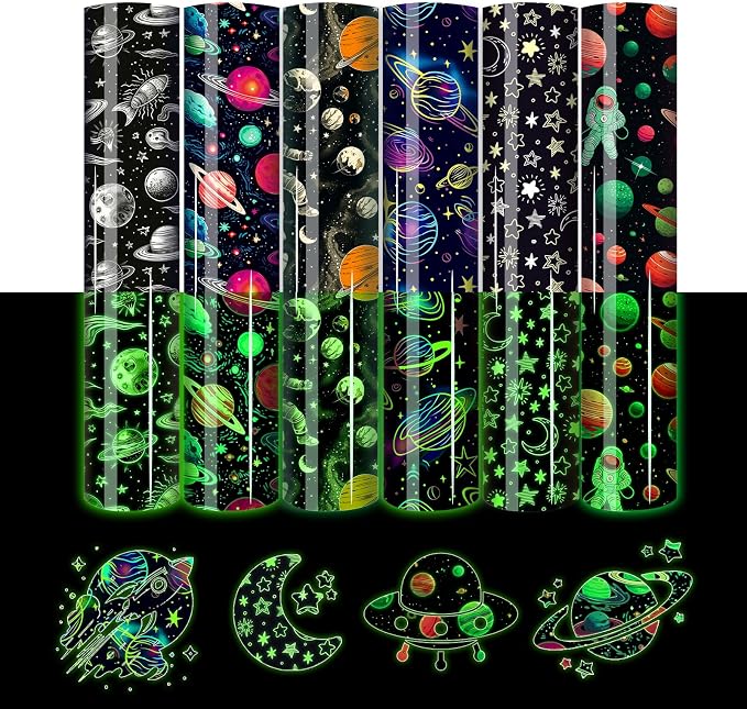 HTVSTD Space HTV Heat Transfer Vinyl 6 Sheets 12×10in Iron on Vinyl | Dark