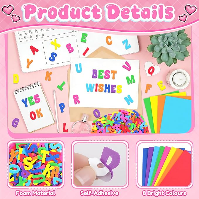 Letter Stickers, 3D Self-Adhesive Alphabet Stickers