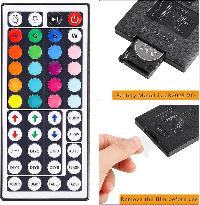 44 Key RGB LED Strip Light Remote Controller, IR Remote Controller Replacement for SMD 5050 3528 2835 RGB LED Light Strip Lights (1 Pack)
