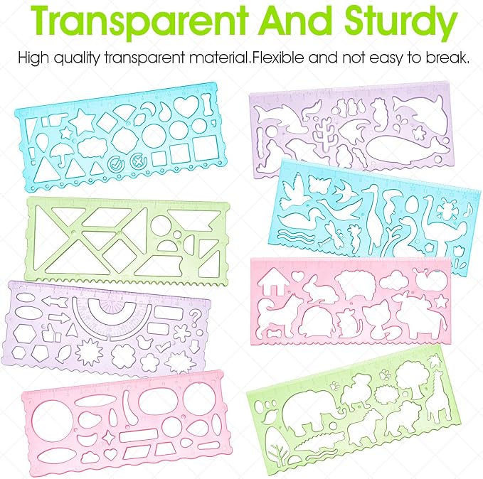 8PCS Drawing Stencils Set for Kids, Animal-Shaped Stencils Template Plastic
