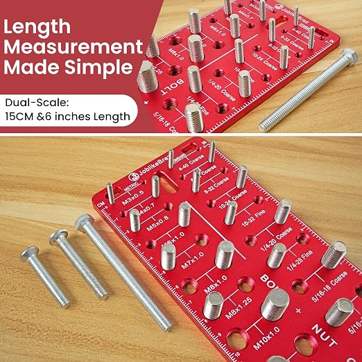 Thread Checker, Rustproof Nut and Bolt Thread Checker, Wall-Mountable Bolt Size