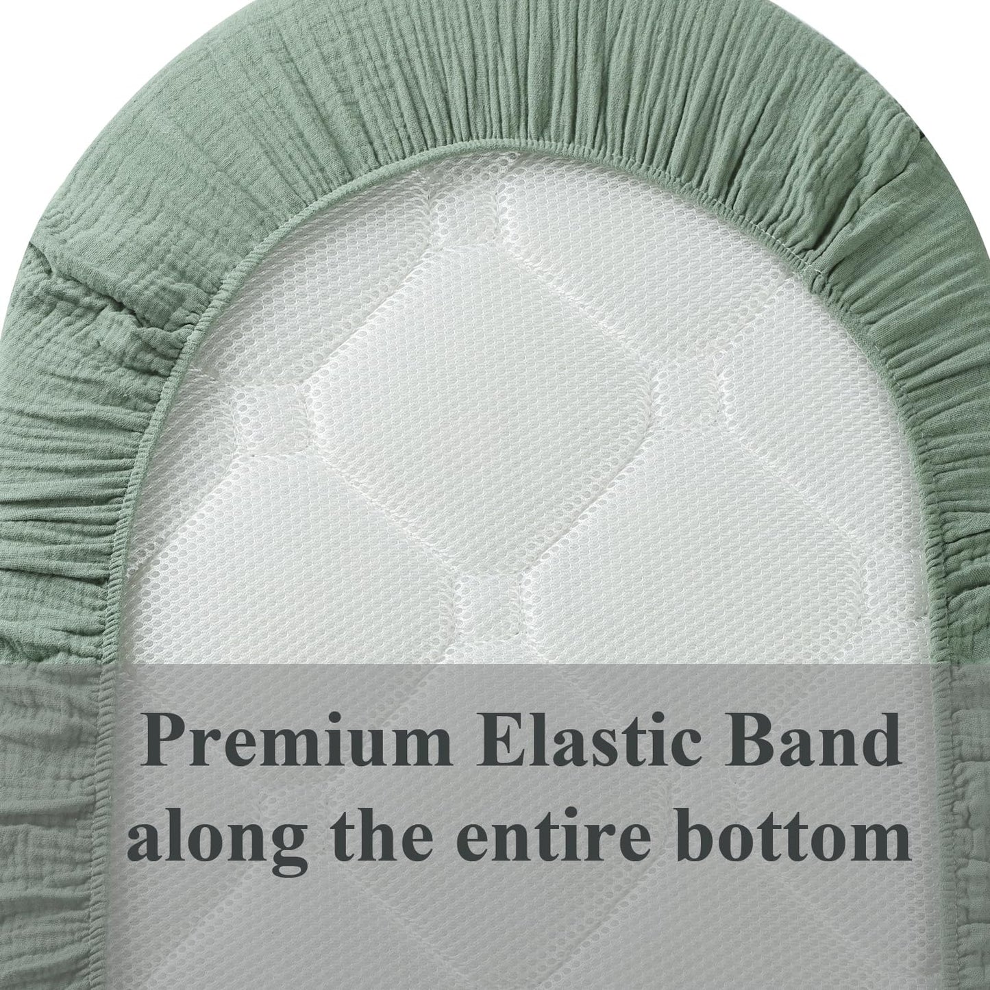 Muslin Bassinet Sheet Compatible with Halo Bassinest Swivel Flex Glide Premiere & Luxe Series Sleeper 2 Pack Cotton Stylish Boho Fitted Bassinet Sheets Super Soft for Baby Roman Green & Botanical Leaf