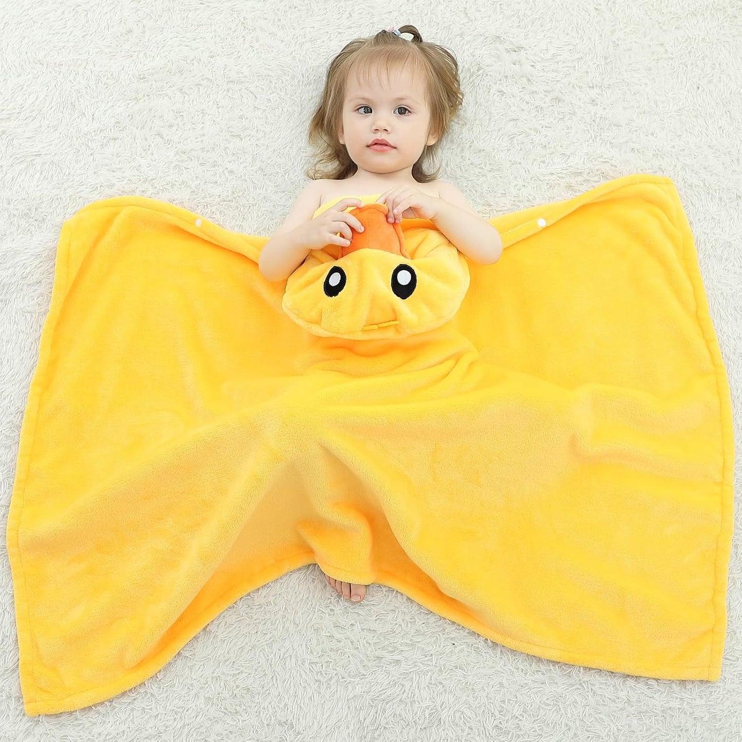 Wearable Blanket Hoodie for Kids Toddlers Hooded Towels Soft Cozy Flannel Wearable Throw Blanket Hoodie for Boys Girls Birthday Gifts (Duck 50 * 40)