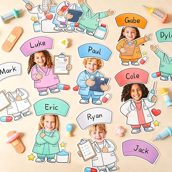 60pcs Nurse Theme DIY Cutouts Healthcare Bulletin Board Decorations Set Doctor