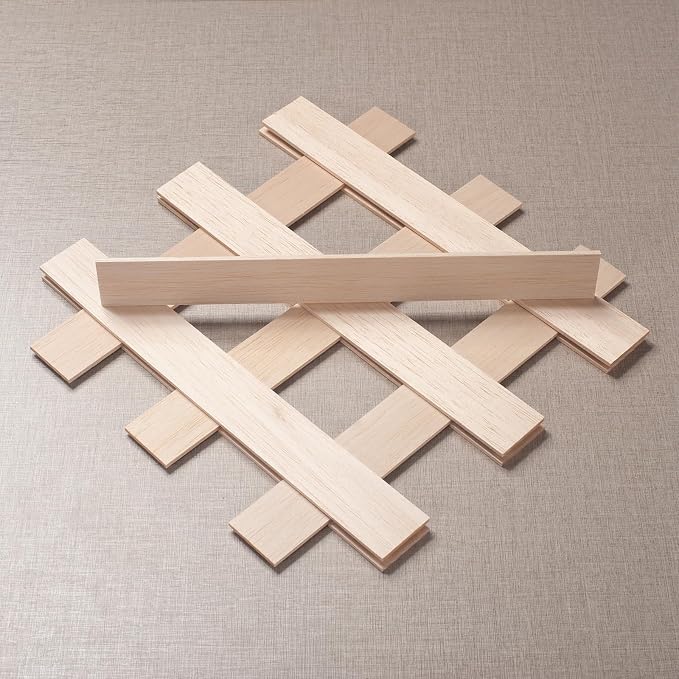 Balsa Wood Sticks, Balsa Wood Strips Slats 1/8" × 1.5" × 12", Wooden Sticks