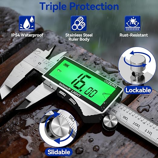 Rechargeable Digital Caliper 6 Inch, High-Precision Stainless Steel Vernier