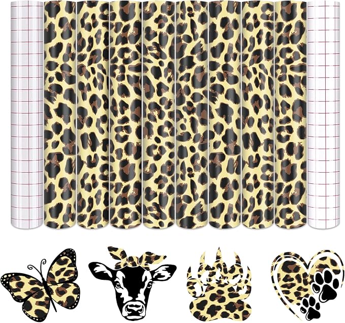 Tintnut Leopard Permanent Vinyl 8 Pcs 12x10in Yellow Spots Adhesive Vinyl |
