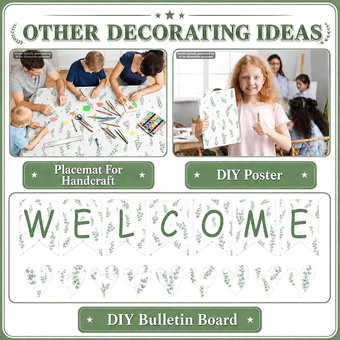 Eucalyptus Bulletin Board Roll Non-Woven Fabric Poster | Back to School