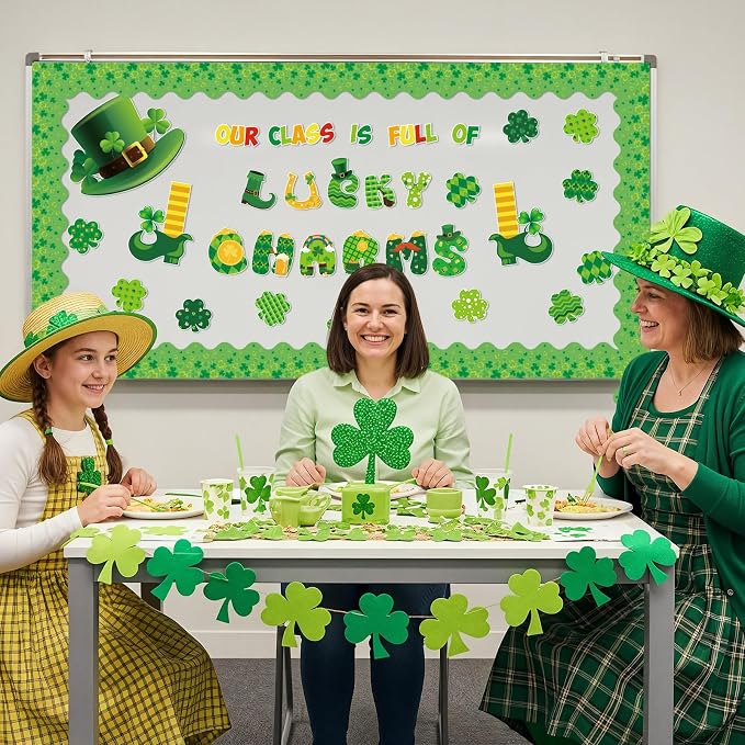 69 Feet St Patricks Day Bulletin Board Borders Lucky Green Shamrock Clover