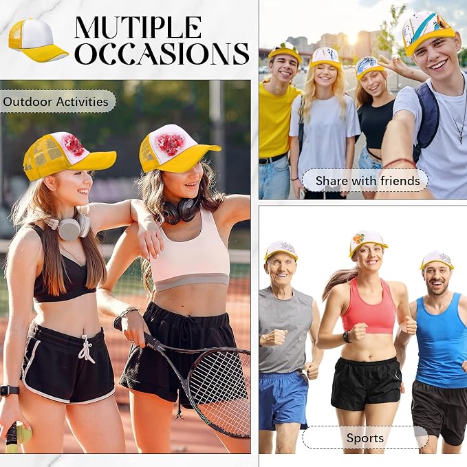 Vabean 24 Pack Sublimation Blank Cap Trucker Mesh Cap Unisex Plain Blank