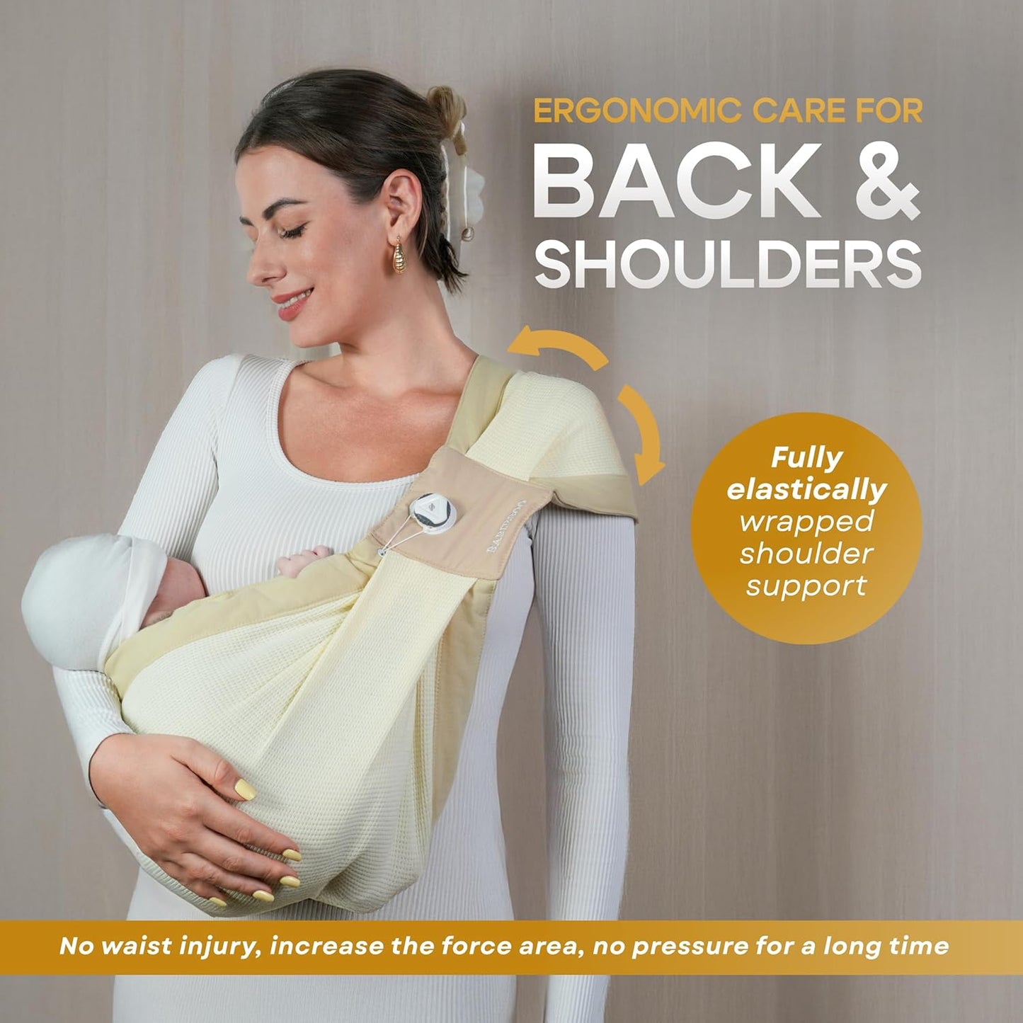 Baby Sling Carrier 8-30 lbs, Newborn Nursing, Toddler Carrier with Safety Buckle, Knob Tech Baby Closer, Adjustable Shoulder Strap, Portable and Lightweight (Black)