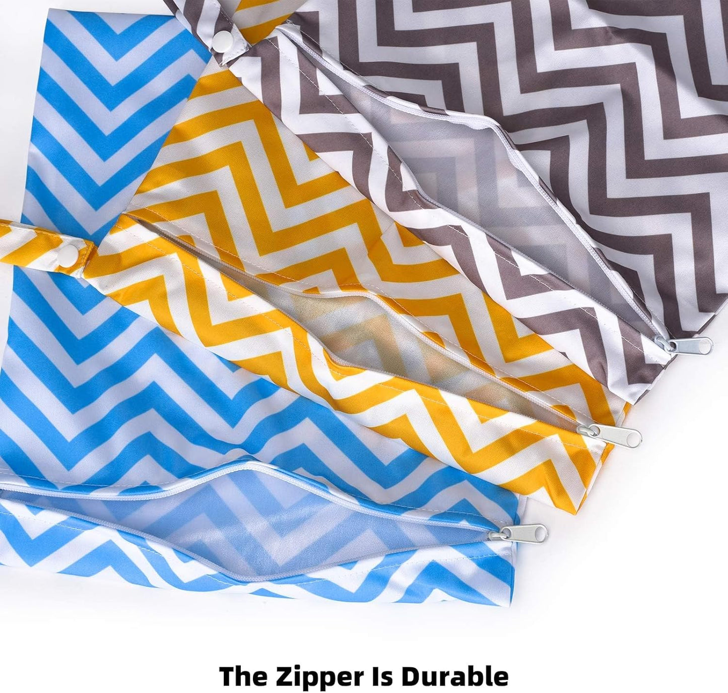 3 PCs Cloth Diaper Wet Dry Bags Waterproof Reusable Stroller Travel Beach Pool Daycare Soiled Baby Items Yoga Gym Bag for Swimsuits or Wet Clothes-Chevron-11 x 11"