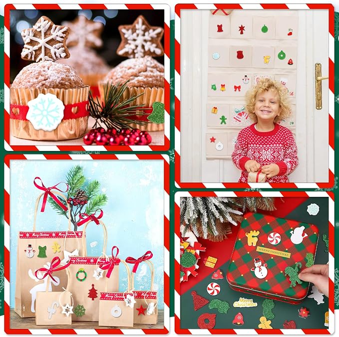 SEPGLITTER 600Pcs Christmas Foam Sticker Xmas Glitter Self Adhesive Sticker |