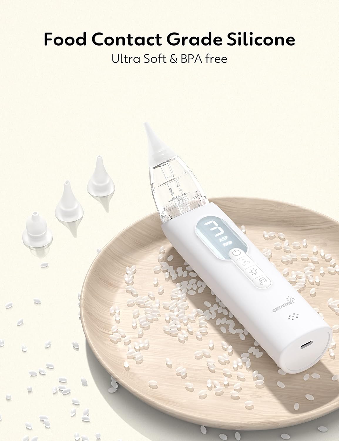GROWNSY Upgrade Nasal Aspirator for Baby, Rechargeable Baby Nose Sucker, Electric Nose Suction for Baby