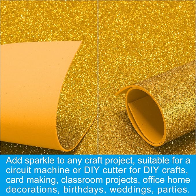 PATIKIL 30Sheets Gold EVA Glitter Foam Sheet 11.8 x 7.9 Inch 2mm Thick
