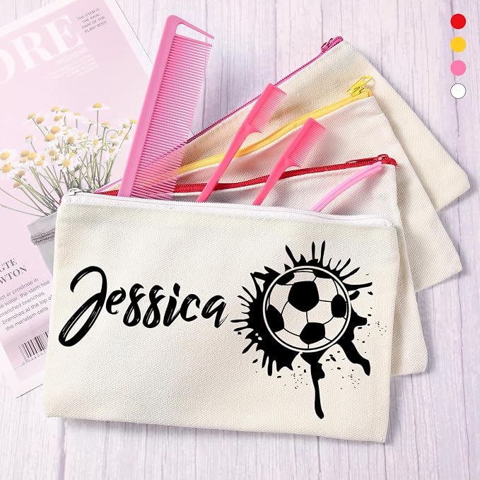 Reginary 80 Pack Canvas Zipper Makeup Bags Bulk Pencil Pouches Blank DIY Craft
