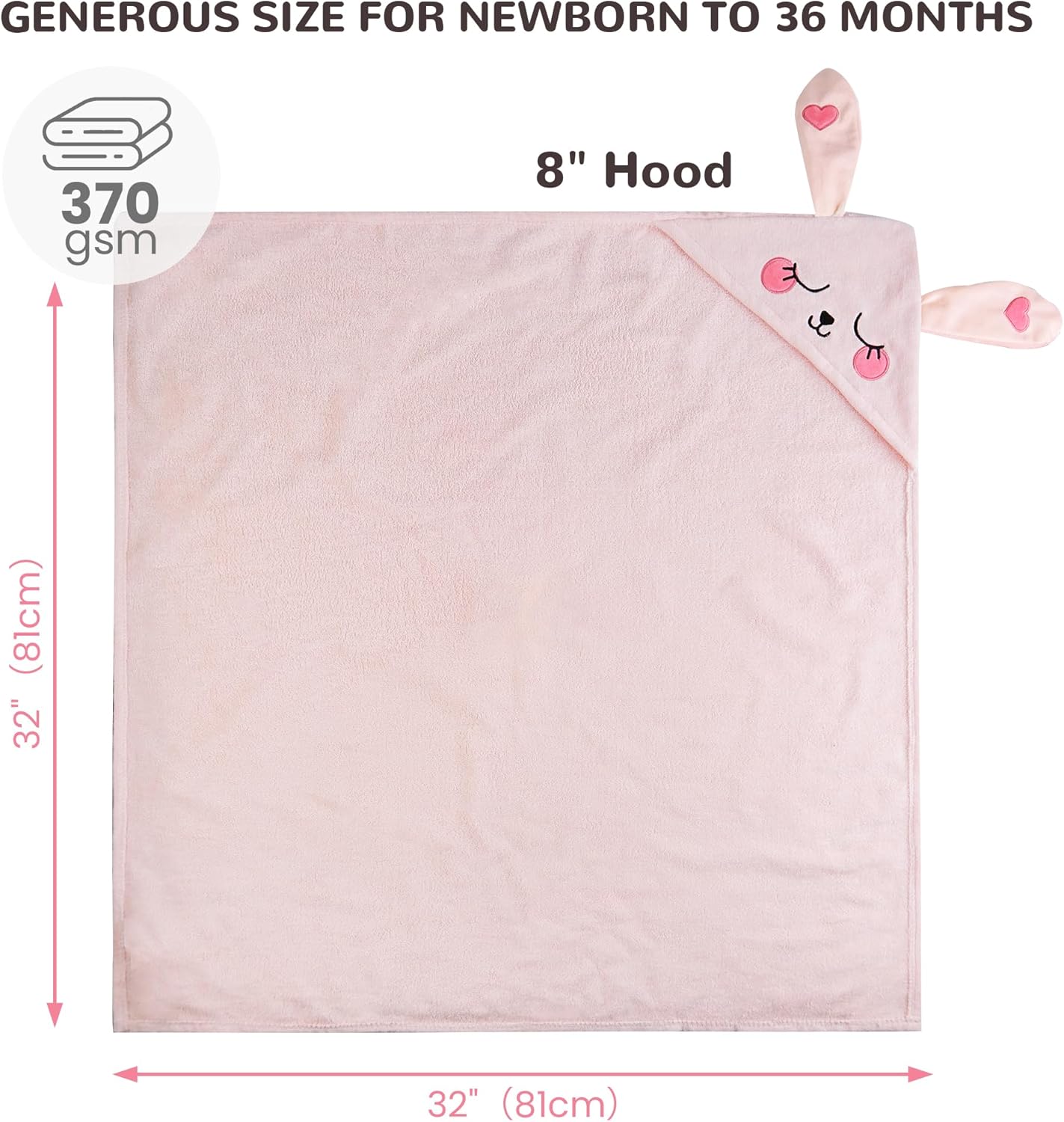 Viviland 2 Pack Hooded Baby Towels, Soft 100% Cotton Baby Bath Towels with Hood, Extra Thick and Absorbent, Essential for Newborns, Kids, Infants - Girls and Boys (Dog & Pink Rabbit)