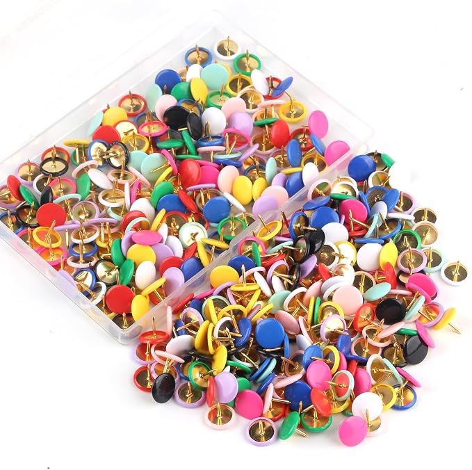 Thumb Tacks 400-count, Colors Plastic Roundness Push Pins Decorative Tacks