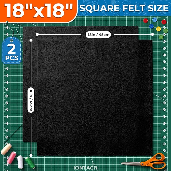 IONTACH 18" X 18" Soft Felt Sheets 1.6mm Thick | Acrylic Felt Fabric Sheets