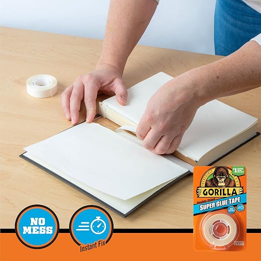 Gorilla Super Glue Tape, Double Sided, High Tack, 5/8in x 20ft