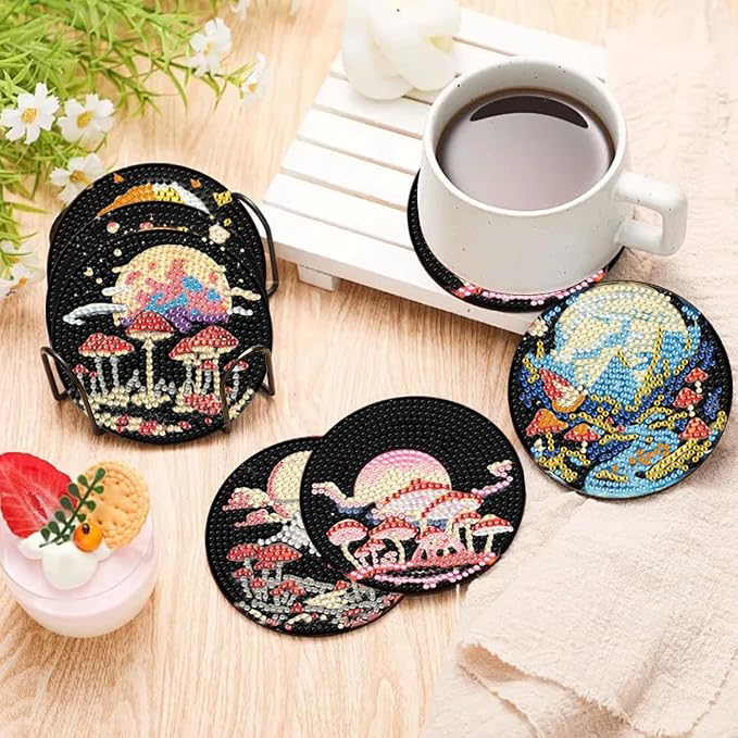 EWJRNSF 10 PCS Diamond Art Coasters Kit, Small Diamond Painting Coasters