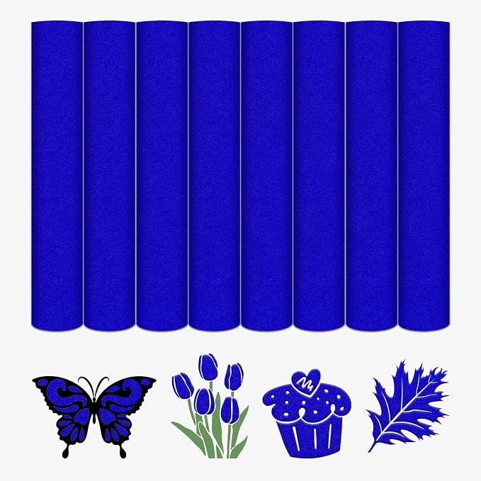 HTVSTD Blue Flock HTV Heat Transfer Vinyl 8 Sheets 12×10in Iron on Vinyl |
