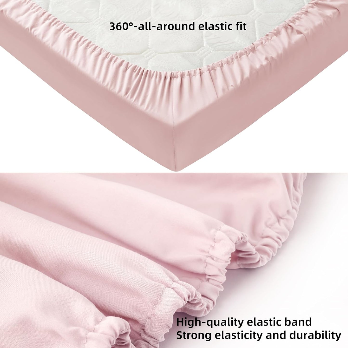 HBHLFZ Crib Sheets for Boys, Girls, 28x52 Inch Fitted Crib Sheet - 8 Inch Deep Pocketed Fixed Sheet - Soft and Comfortable Microfibre - Fits Standard cot and Toddler mattresses, Light Pink